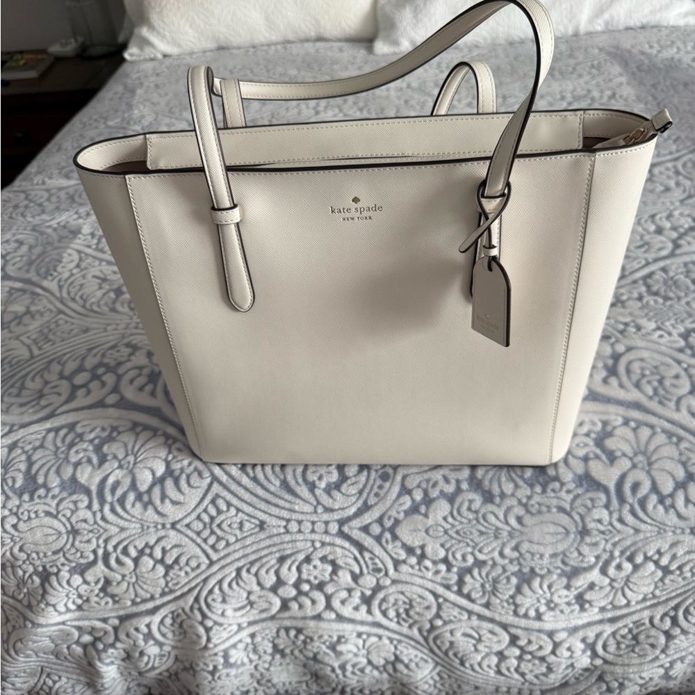 Kate Spade White Structured Leather Tote
